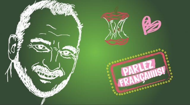 Dessin de Ronald Boudreau avec cœur et trognon de pomme