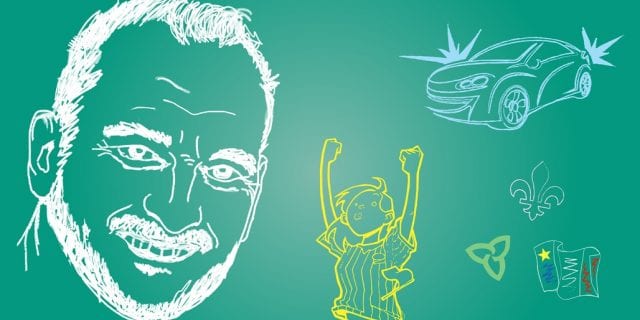 Image de Ronald Boudreau avec voiture et enfant fier